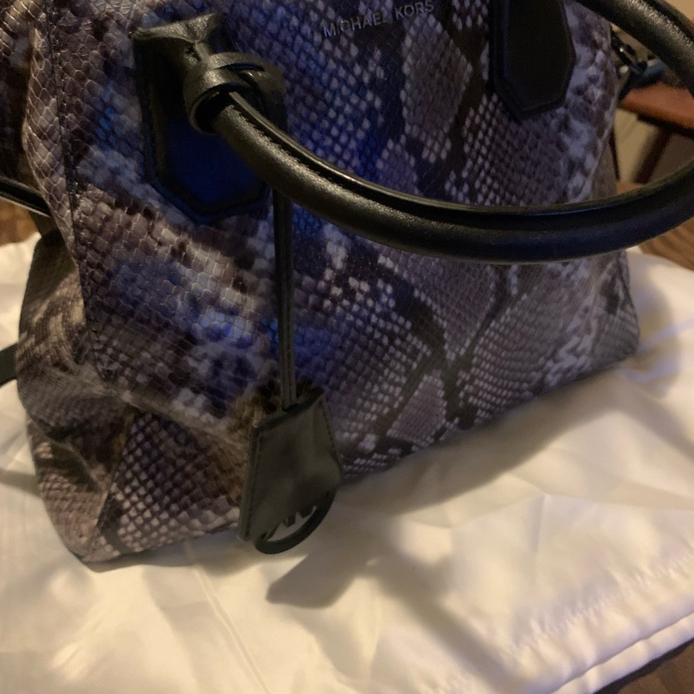 Black/Gray Mk Python Print Shoulder Bag - image 3